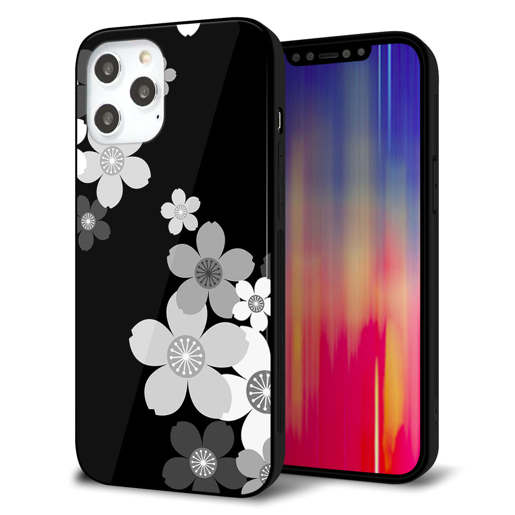 iPhone12 Pro Max 強化ガラス＆TPUスマホケース ガラプリ【1334 桜のフレーム】