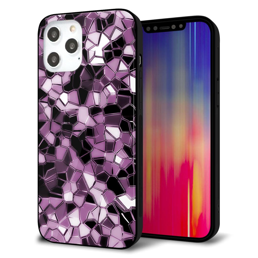 iPhone12 Pro Max 強化ガラス＆TPUスマホケース ガラプリ【EK837 テクニカルミラーパープル】