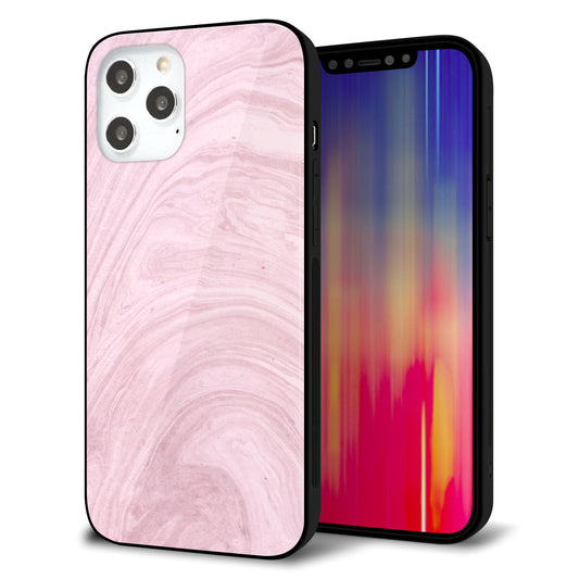 iPhone12 Pro Max 強化ガラス＆TPUスマホケース ガラプリ【KM873 大理石ラベンダー】