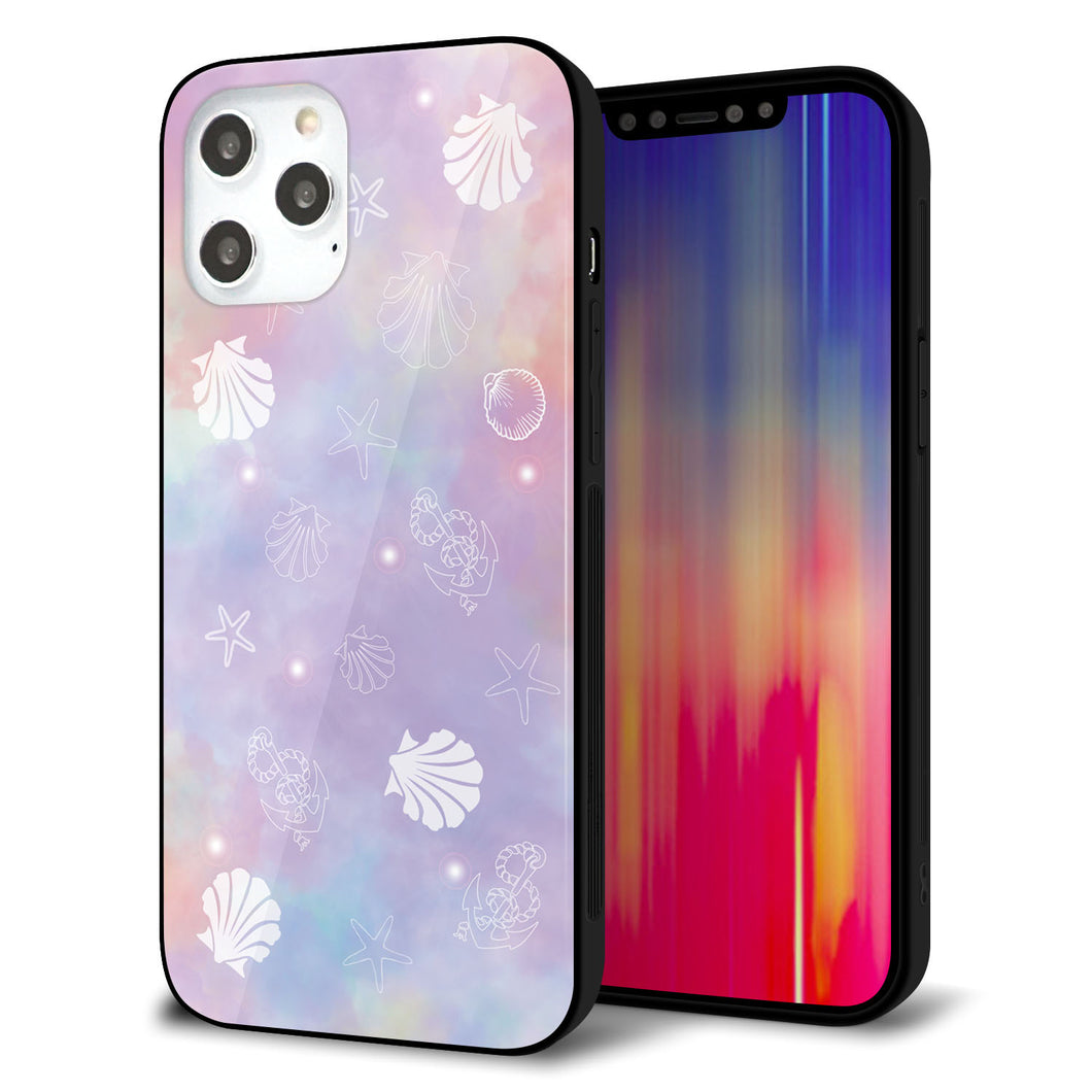 iPhone12 Pro Max 強化ガラス＆TPUスマホケース ガラプリ【KM883 シェル柄】
