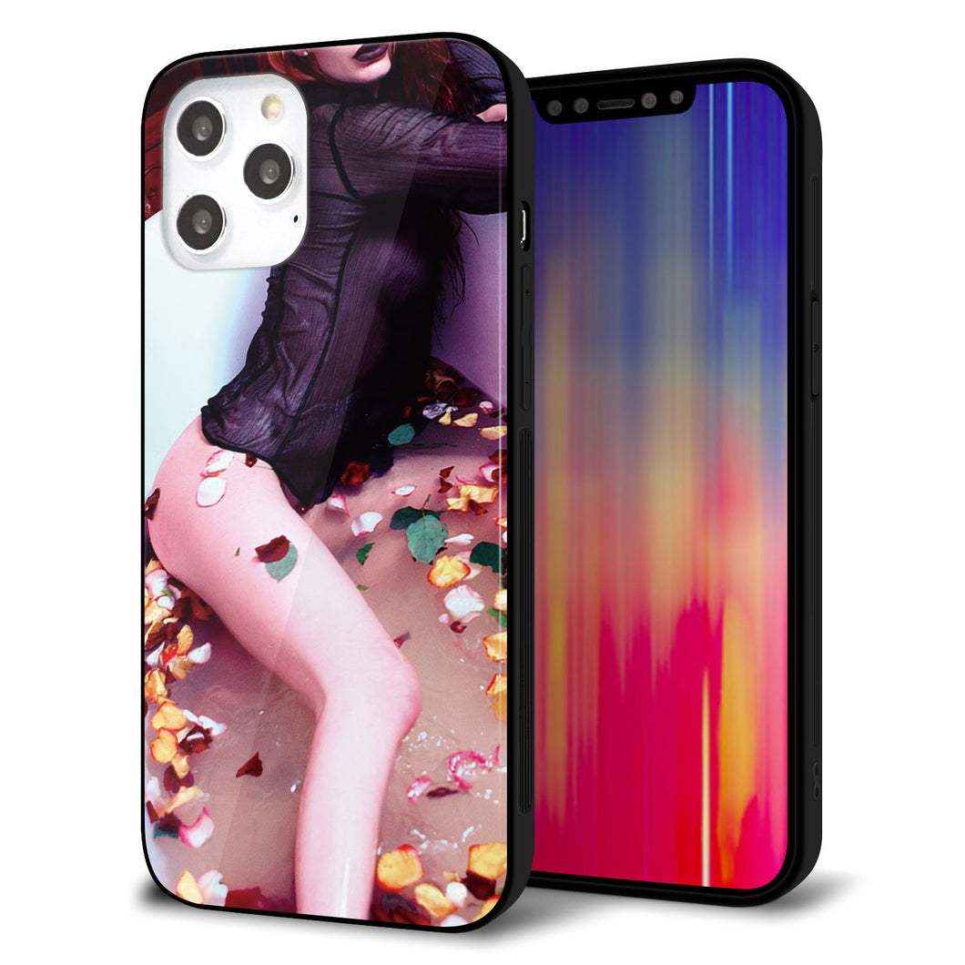 iPhone12 Pro Max 強化ガラス＆TPUスマホケース ガラプリ【KM885 バラ風呂】
