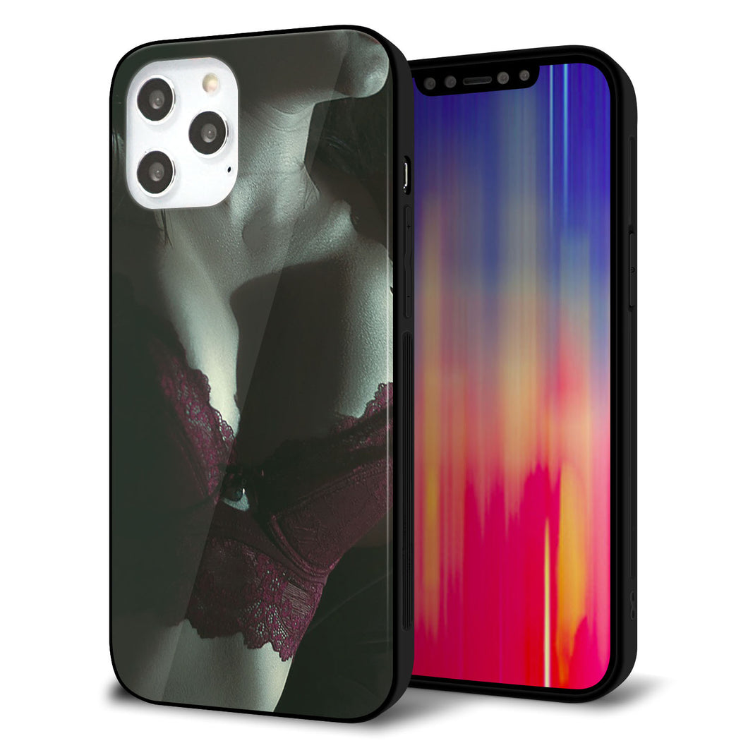 iPhone12 Pro Max 強化ガラス＆TPUスマホケース ガラプリ【KM887 ランジェリー】