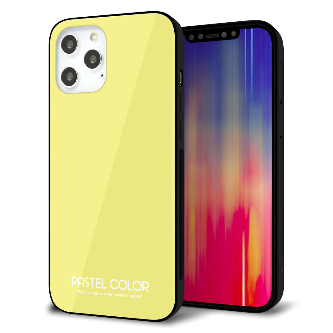 iPhone12 Pro Max 強化ガラス＆TPUスマホケース ガラプリ【KM897 パステルカラー(パステルイエロー)】