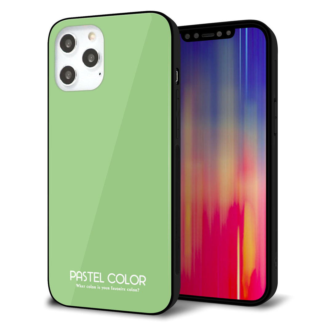 iPhone12 Pro Max 強化ガラス＆TPUスマホケース ガラプリ【KM898 パステルカラー(パステルグリーン)】