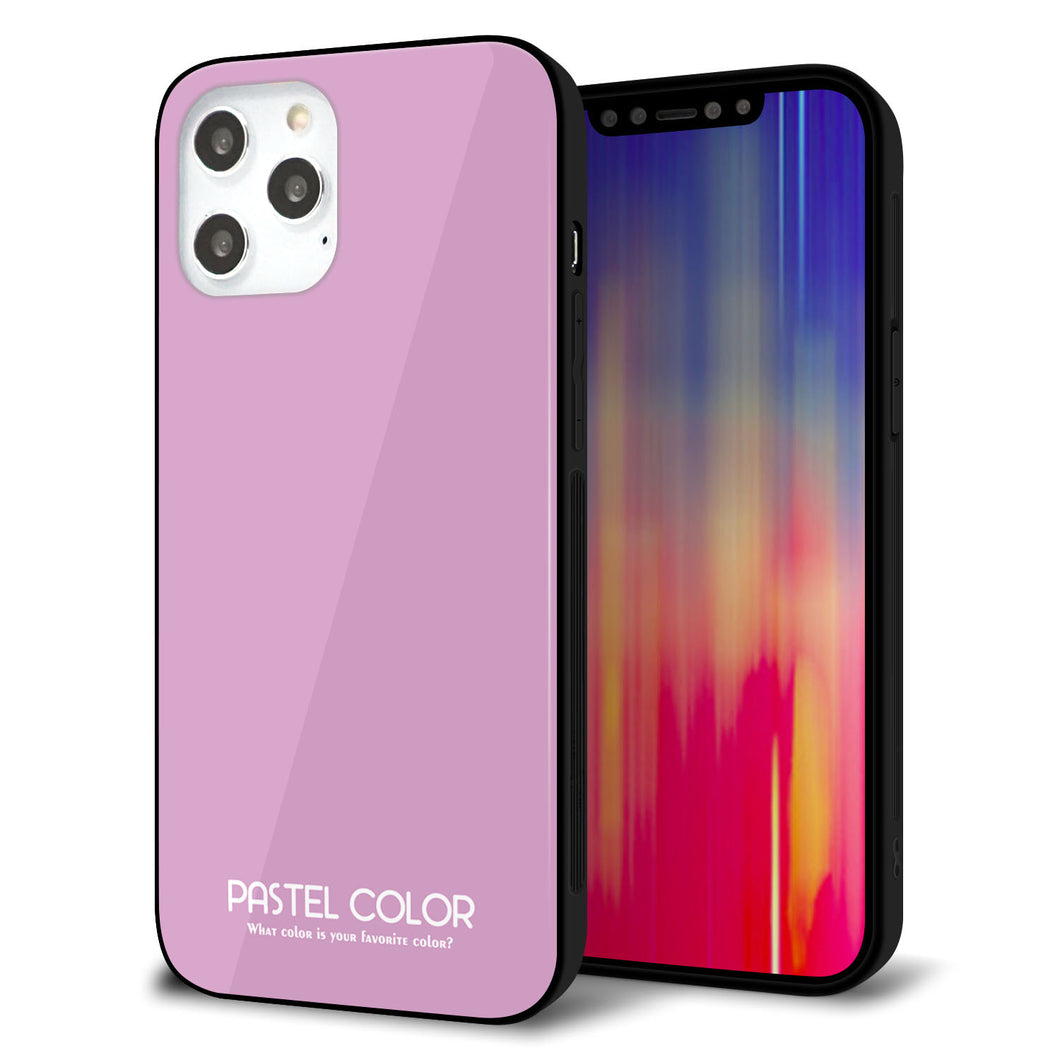 iPhone12 Pro Max 強化ガラス＆TPUスマホケース ガラプリ【KM901 パステルカラー(パステルラベンダー)】