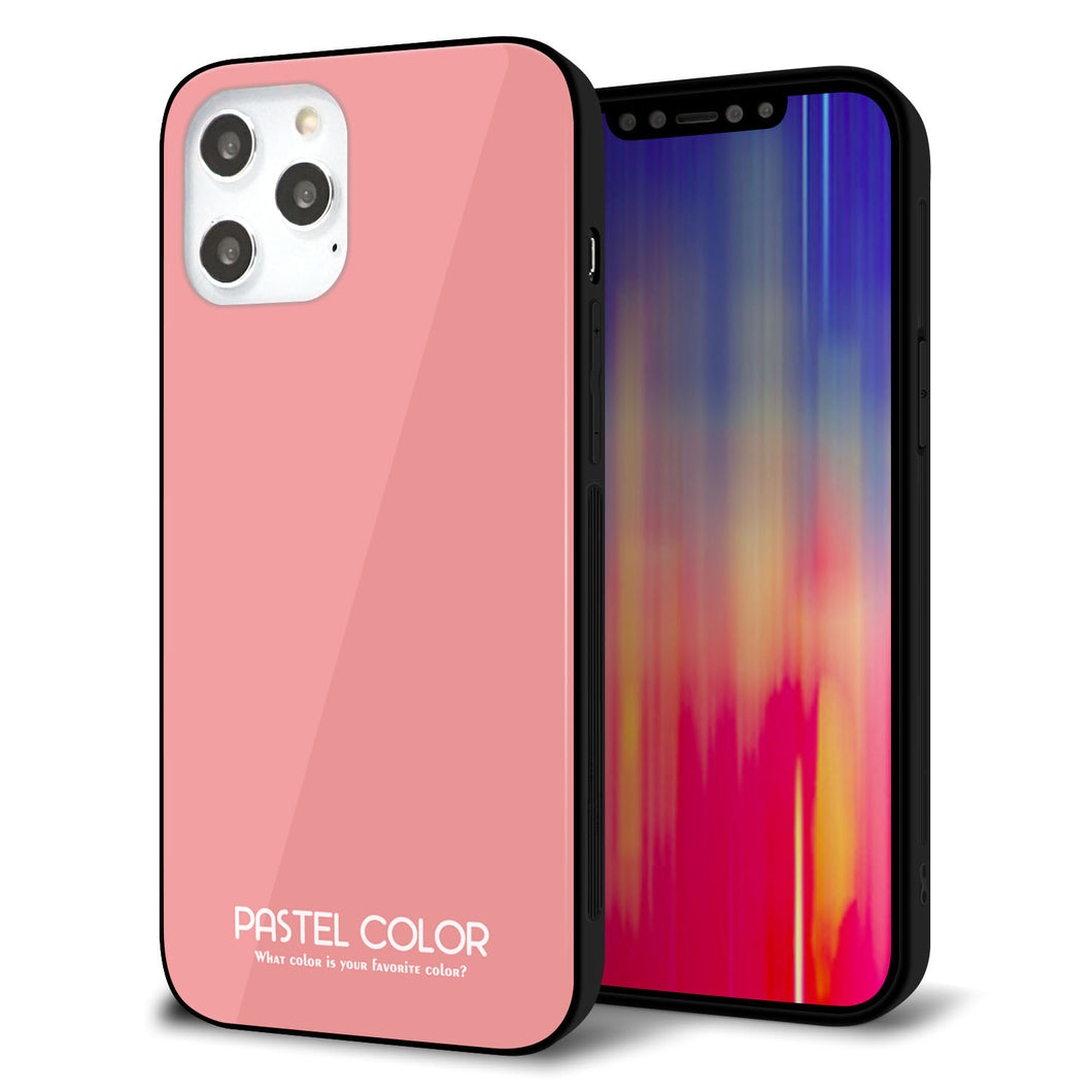 iPhone12 Pro Max 強化ガラス＆TPUスマホケース ガラプリ【KM902 パステルカラー(パステルレッド)】