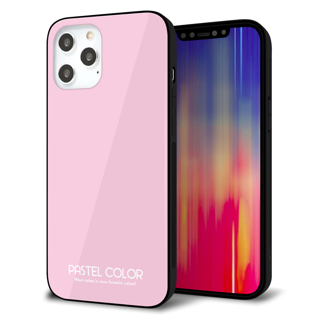 iPhone12 Pro Max 強化ガラス＆TPUスマホケース ガラプリ【KM903 パステルカラー(パステルローズピンク)】