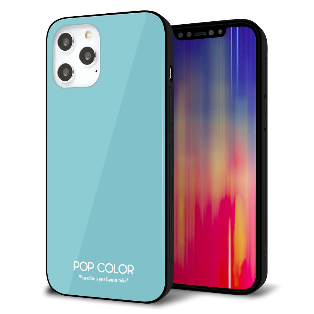 iPhone12 Pro Max 強化ガラス＆TPUスマホケース ガラプリ【KM905 ポップカラー(エメラルドブルー)】