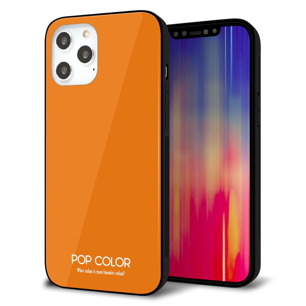 iPhone12 Pro Max 強化ガラス＆TPUスマホケース ガラプリ【KM906 ポップカラー(オレンジ)】