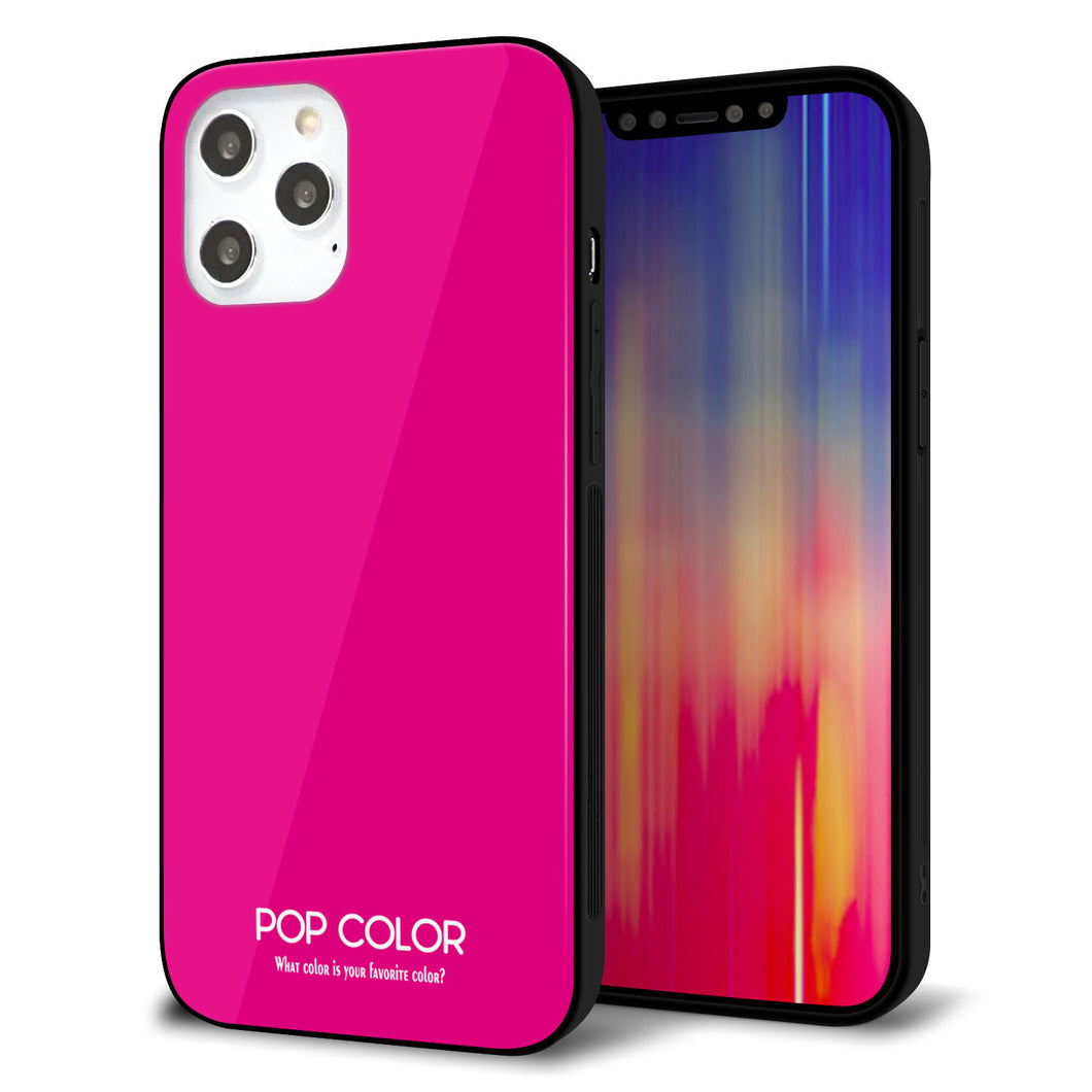 iPhone12 Pro Max 強化ガラス＆TPUスマホケース ガラプリ【KM910 ポップカラー(ピンク)】