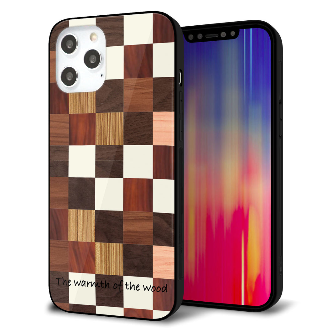 iPhone12 Pro Max 強化ガラス＆TPUスマホケース ガラプリ【MA929 寄木細工 チェッカー】