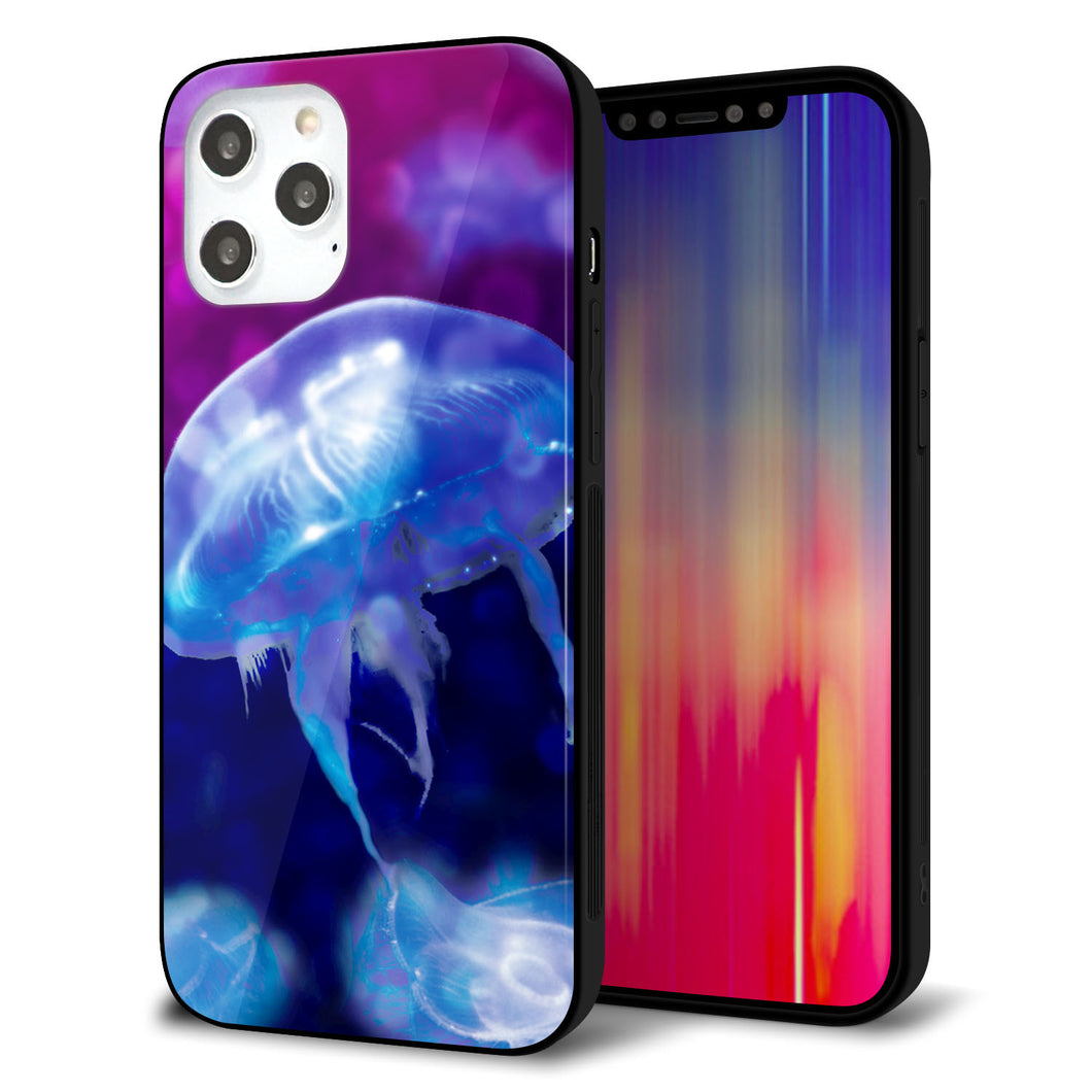 iPhone12 Pro Max 強化ガラス＆TPUスマホケース ガラプリ【MA934 クラゲハイライト】