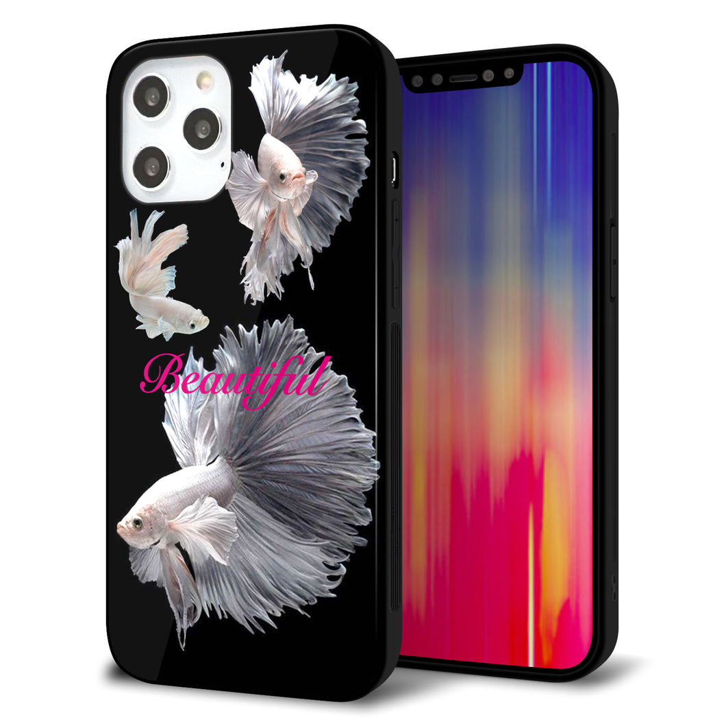iPhone12 Pro Max 強化ガラス＆TPUスマホケース ガラプリ【MA957 金魚 B】