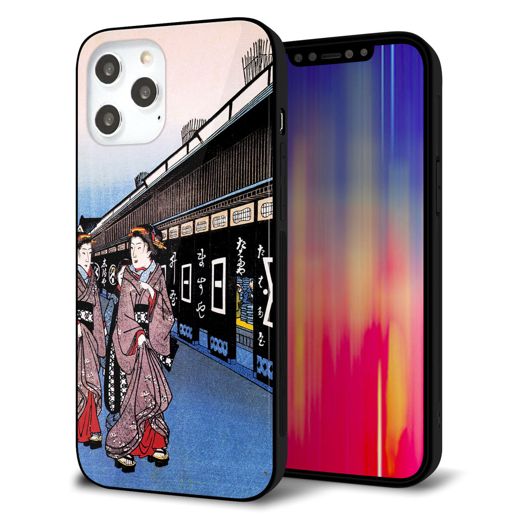 iPhone12 Pro Max 強化ガラス＆TPUスマホケース ガラプリ【MA966 花魁 B】