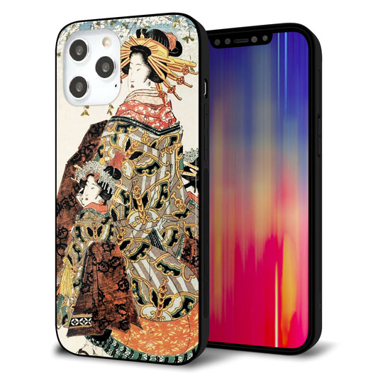 iPhone12 Pro Max 強化ガラス＆TPUスマホケース ガラプリ【MA967 花魁 C】