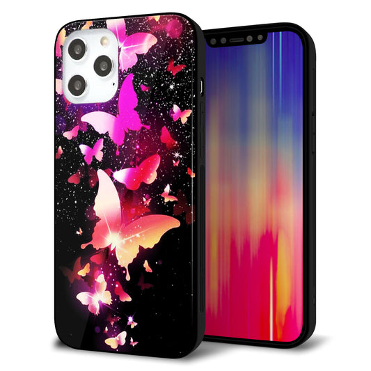 iPhone12 Pro Max 強化ガラス＆TPUスマホケース ガラプリ【MA991 蝶C】