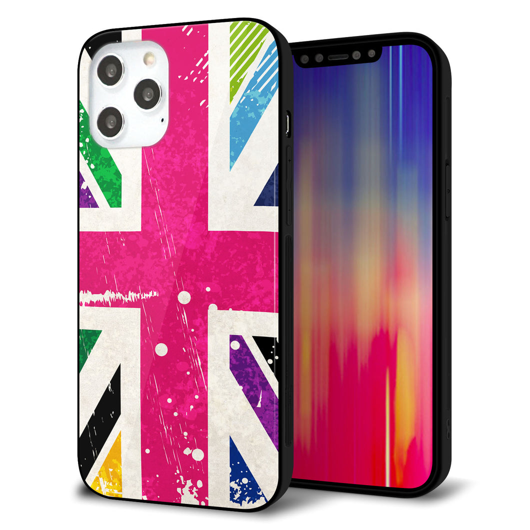 iPhone12 Pro Max 強化ガラス＆TPUスマホケース ガラプリ【SC806 ユニオンジャック ピンクビンテージ】
