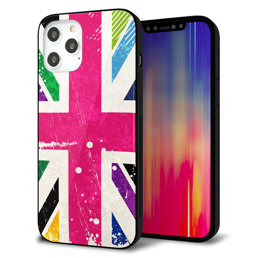 iPhone12 Pro Max 強化ガラス＆TPUスマホケース ガラプリ【SC806 ユニオンジャック ピンクビンテージ】