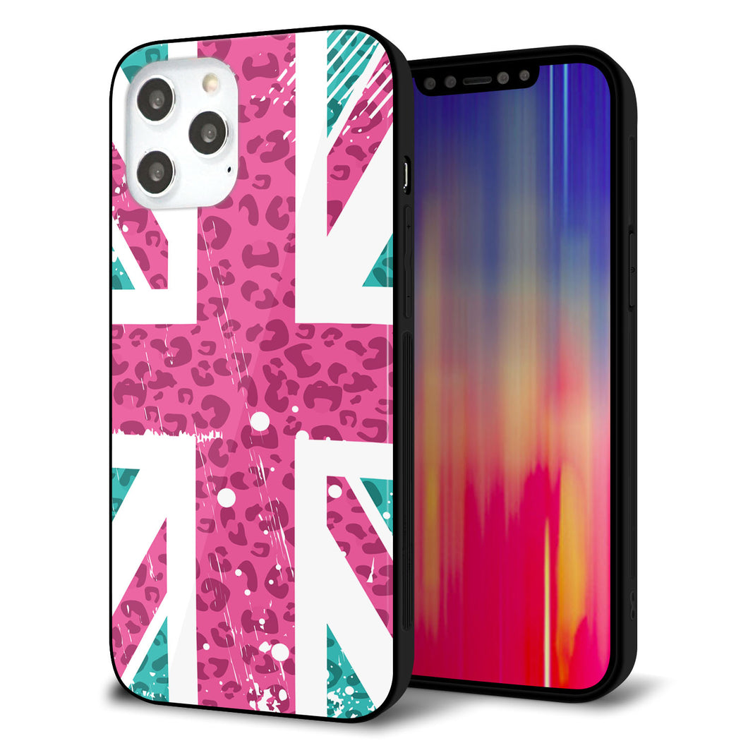 iPhone12 Pro Max 強化ガラス＆TPUスマホケース ガラプリ【SC807 ユニオンジャック ピンクヒョウ柄】