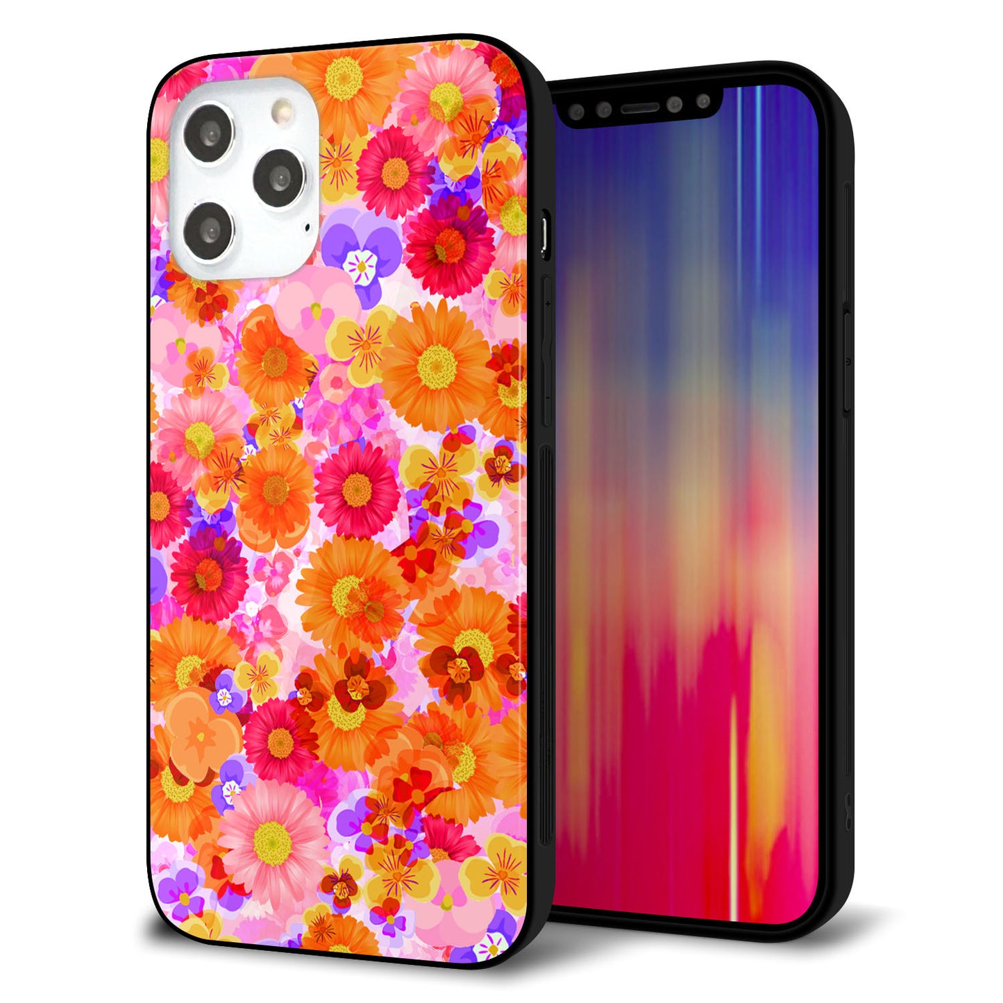 iPhone12 Pro Max 強化ガラス＆TPUスマホケース ガラプリ【SC869 リバティプリント フルールドパルファン（ピンク）】