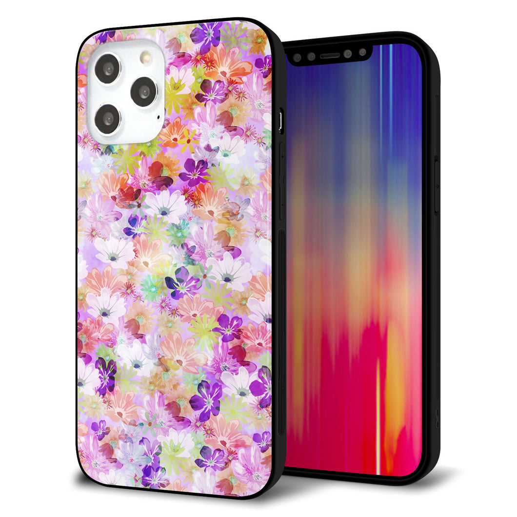 iPhone12 Pro Max 強化ガラス＆TPUスマホケース ガラプリ【SC873 リバティプリント プレスドフラワー（パープル）】