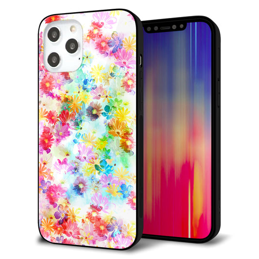 iPhone12 Pro Max 強化ガラス＆TPUスマホケース ガラプリ【SC876 リバティプリント プレスドフラワー（ホワイト）】