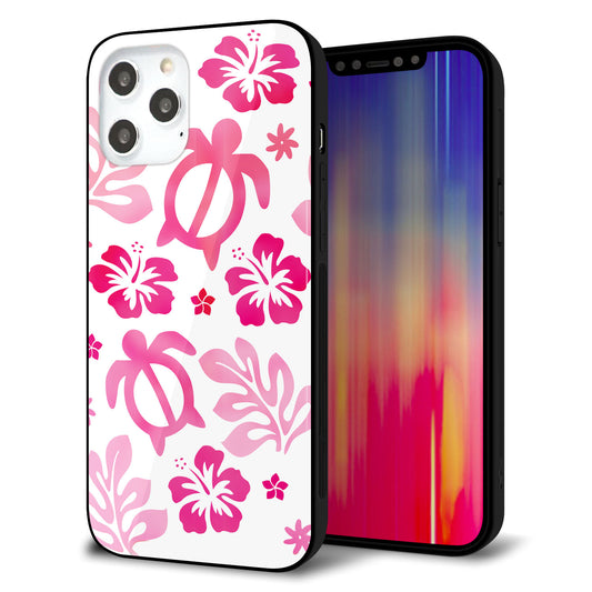 iPhone12 Pro Max 強化ガラス＆TPUスマホケース ガラプリ【SC879 ハワイアンアロハホヌ（ピンク）】