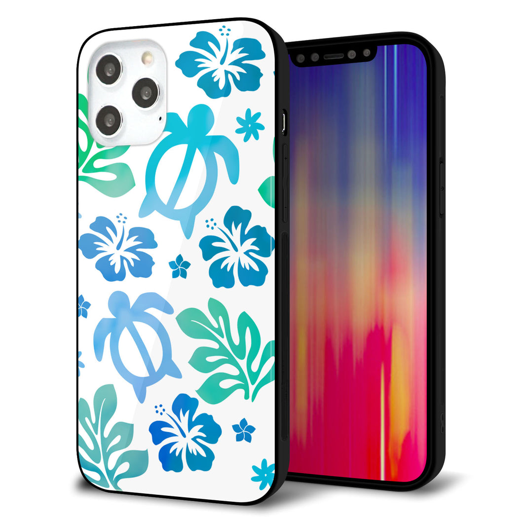 iPhone12 Pro Max 強化ガラス＆TPUスマホケース ガラプリ【SC880 ハワイアンアロハホヌ（ブルー）】
