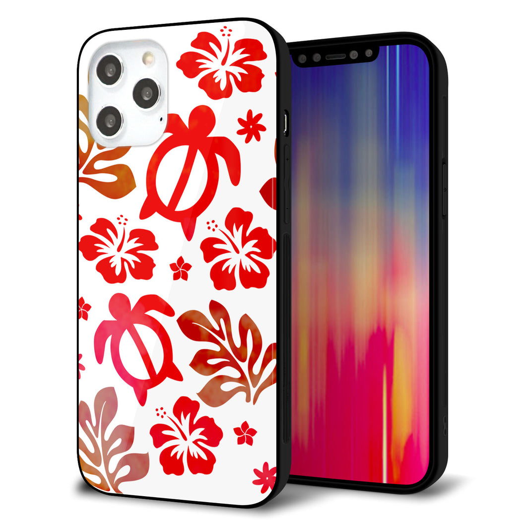 iPhone12 Pro Max 強化ガラス＆TPUスマホケース ガラプリ【SC881 ハワイアンアロハホヌ（レッド）】