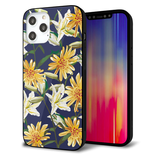 iPhone12 Pro Max 強化ガラス＆TPUスマホケース ガラプリ【SC893 ボタニカル デイジー＆リリー】
