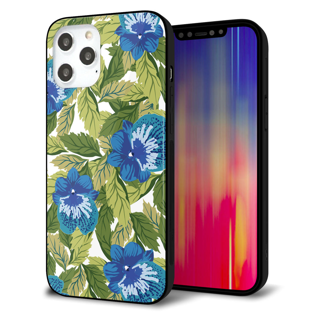 iPhone12 Pro Max 強化ガラス＆TPUスマホケース ガラプリ【SC896 ボタニカル ブルー＆リーフ】