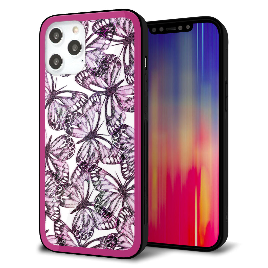 iPhone12 Pro Max 強化ガラス＆TPUスマホケース ガラプリ【SC904 ガーデンバタフライ ピンク】