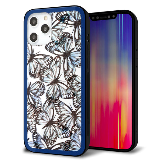 iPhone12 Pro Max 強化ガラス＆TPUスマホケース ガラプリ【SC906 ガーデンバタフライ ブルー】