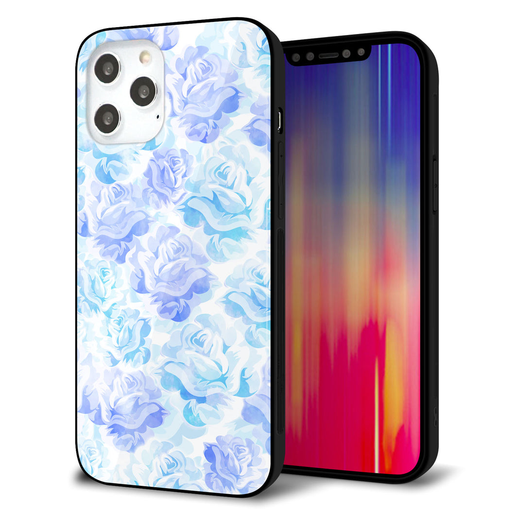 iPhone12 Pro Max 強化ガラス＆TPUスマホケース ガラプリ【SC927 ローズ ブルー】