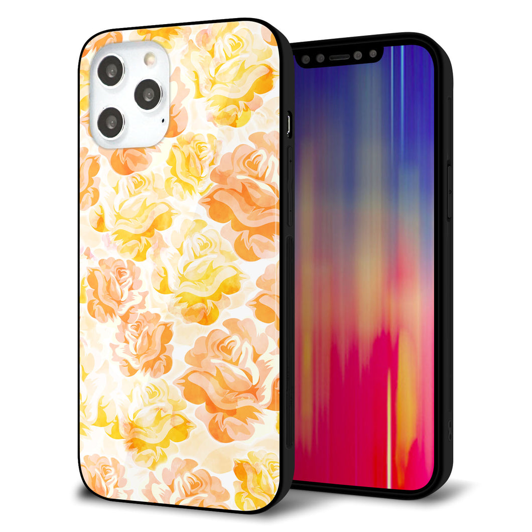 iPhone12 Pro Max 強化ガラス＆TPUスマホケース ガラプリ【SC931 ローズ イエロー】