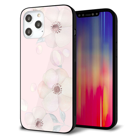iPhone12 Pro Max 強化ガラス＆TPUスマホケース ガラプリ【SC949 ドゥ・フルール（オフピンク）】
