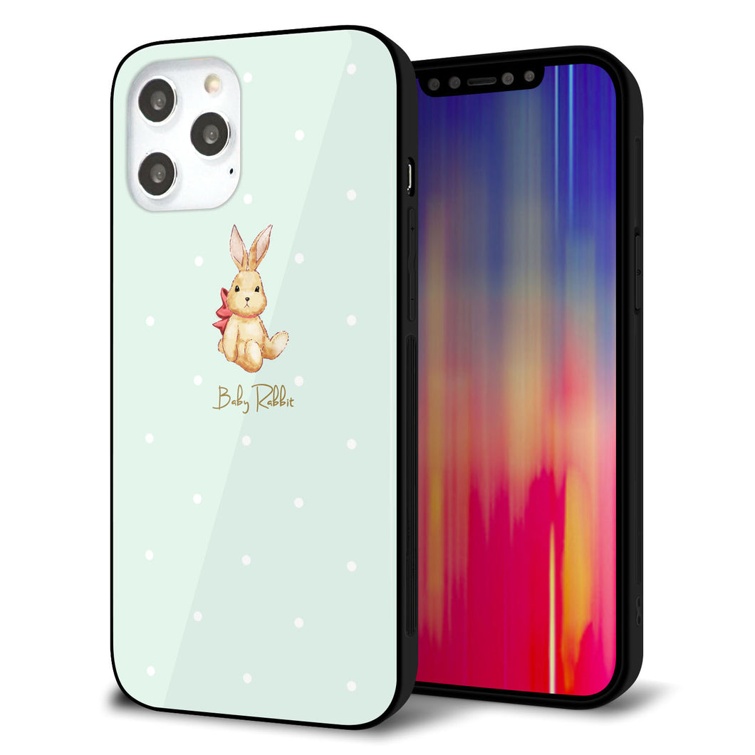 iPhone12 Pro Max 強化ガラス＆TPUスマホケース ガラプリ【SC979 Baby Rabbit グリーン ガラプリ】