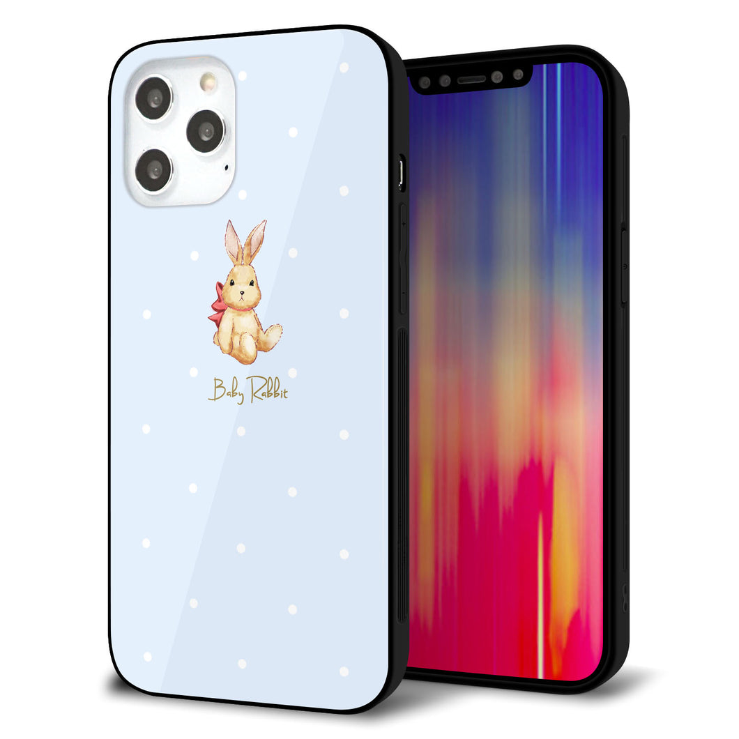 iPhone12 Pro Max 強化ガラス＆TPUスマホケース ガラプリ【SC980 Baby Rabbit ブルー ガラプリ】