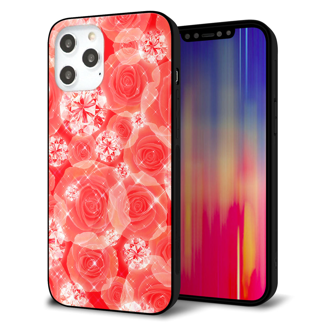 iPhone12 Pro Max 強化ガラス＆TPUスマホケース ガラプリ【VA816 ダイヤモンドとバラ】