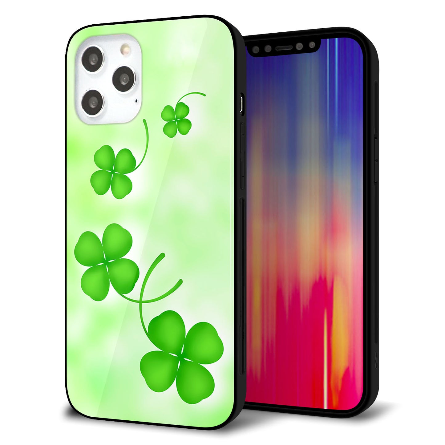 iPhone12 Pro Max 強化ガラス＆TPUスマホケース ガラプリ【VA819 まいおりる幸運】