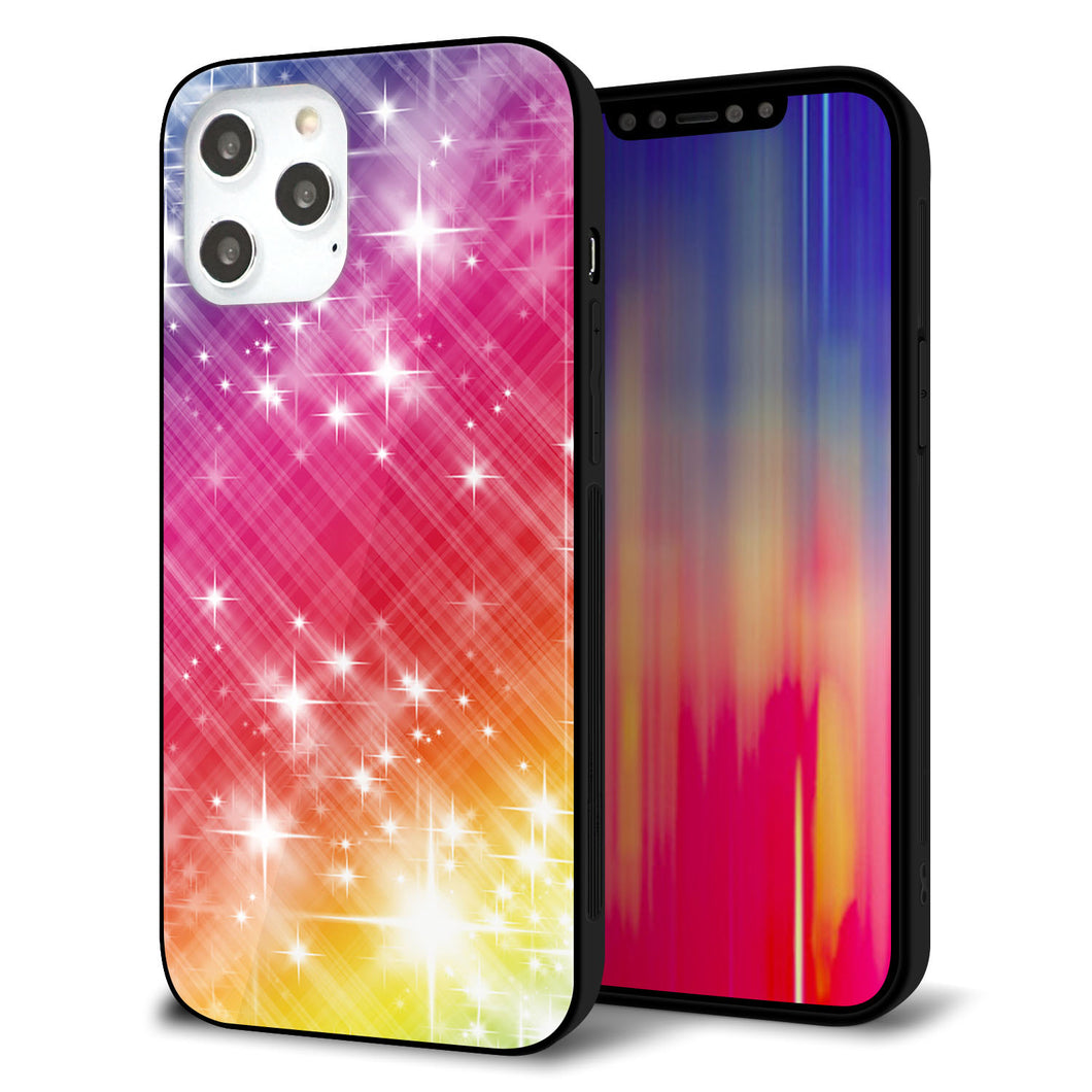 iPhone12 Pro Max 強化ガラス＆TPUスマホケース ガラプリ【VA872 レインボーフレーム】