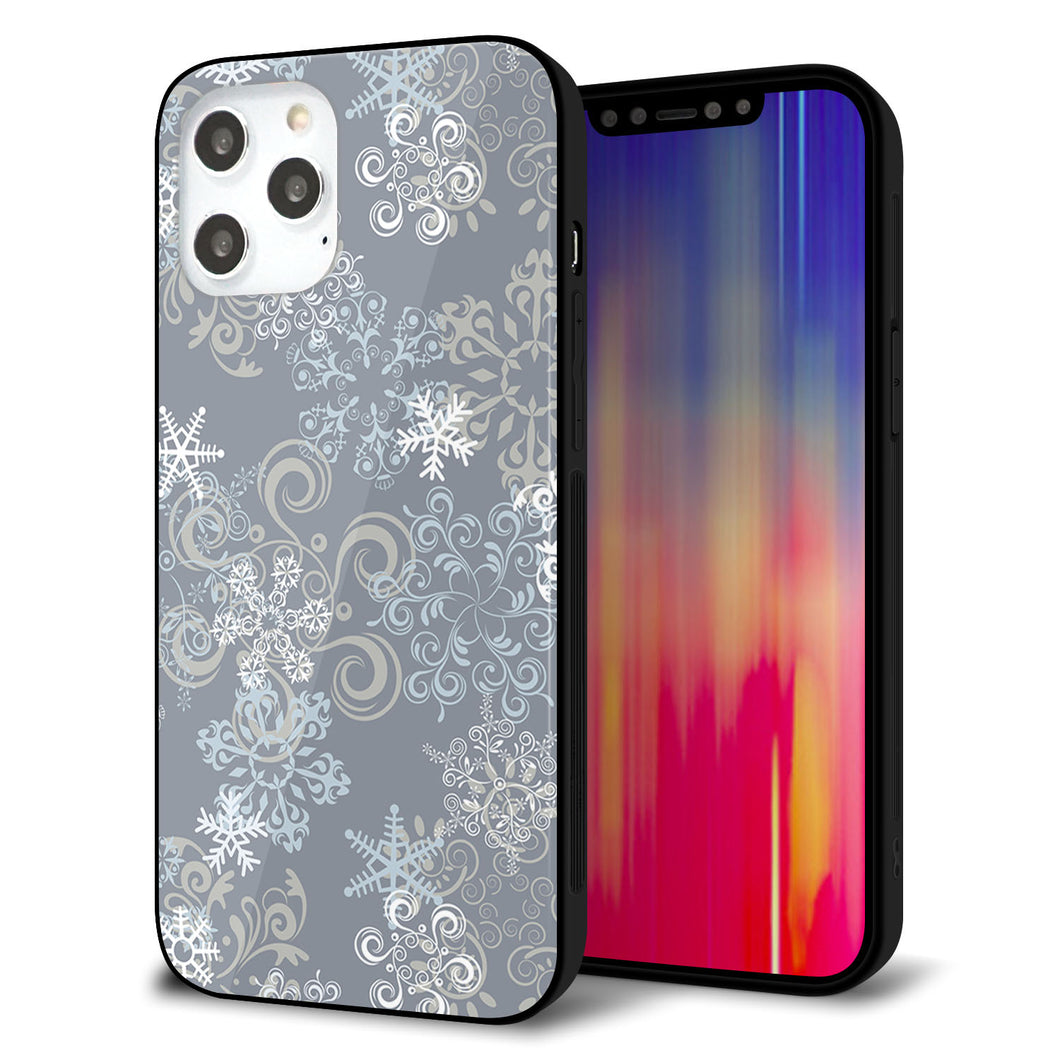iPhone12 Pro Max 強化ガラス＆TPUスマホケース ガラプリ【XA801 雪の結晶】