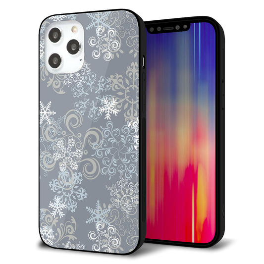 iPhone12 Pro Max 強化ガラス＆TPUスマホケース ガラプリ【XA801 雪の結晶】
