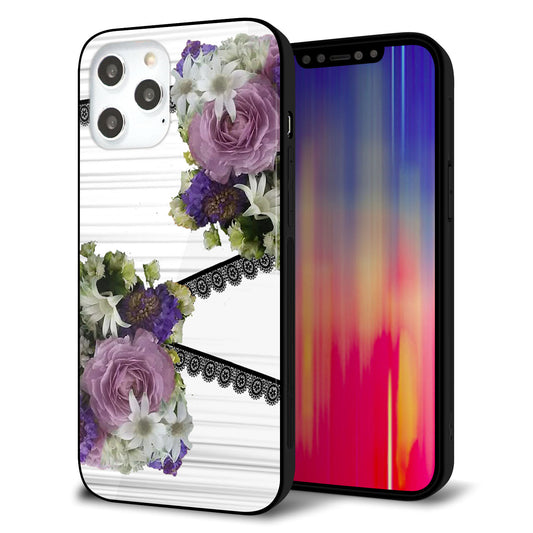 iPhone12 Pro Max 強化ガラス＆TPUスマホケース ガラプリ【YI888 フラワー９】
