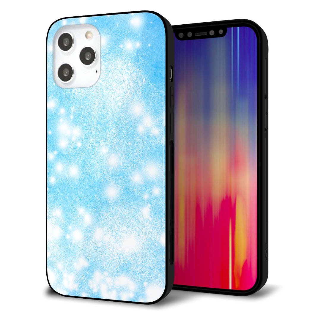 iPhone12 Pro Max 強化ガラス＆TPUスマホケース ガラプリ【YJ289 デザインブルー】