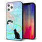 iPhone12 Pro Max 強化ガラス＆TPUスマホケース ガラプリ【YJ329 魔法陣猫 キラキラ パステル】