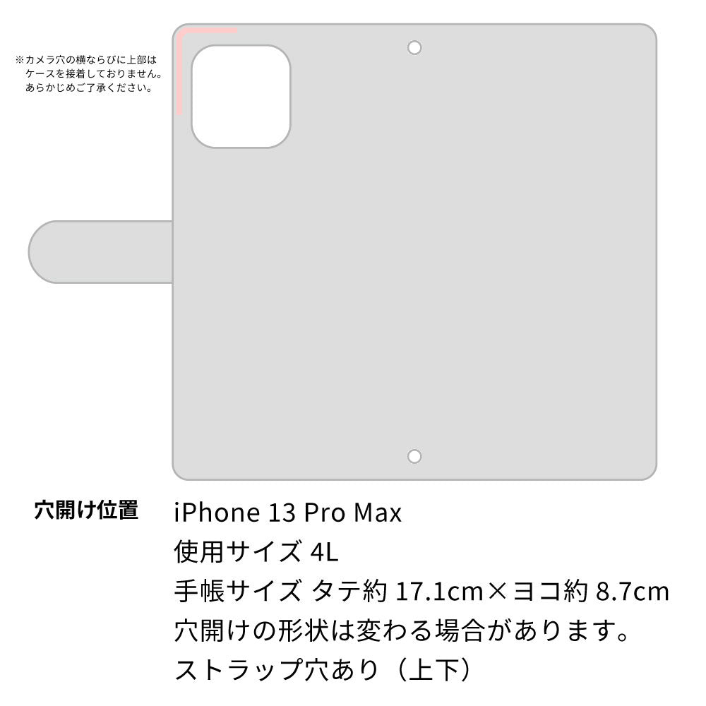 iPhone13 Pro Max クリアプリントブラックタイプ 手帳型ケース 耐衝撃