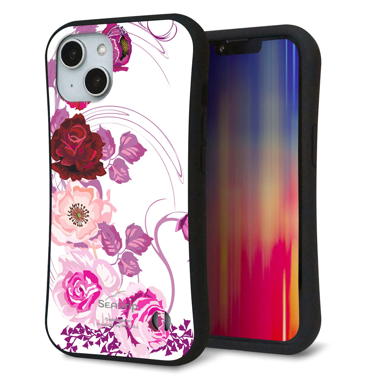 iPhone14 スマホケース 「SEA Grip」 グリップケース Sライン 【116 ６月のバラ】 UV印刷