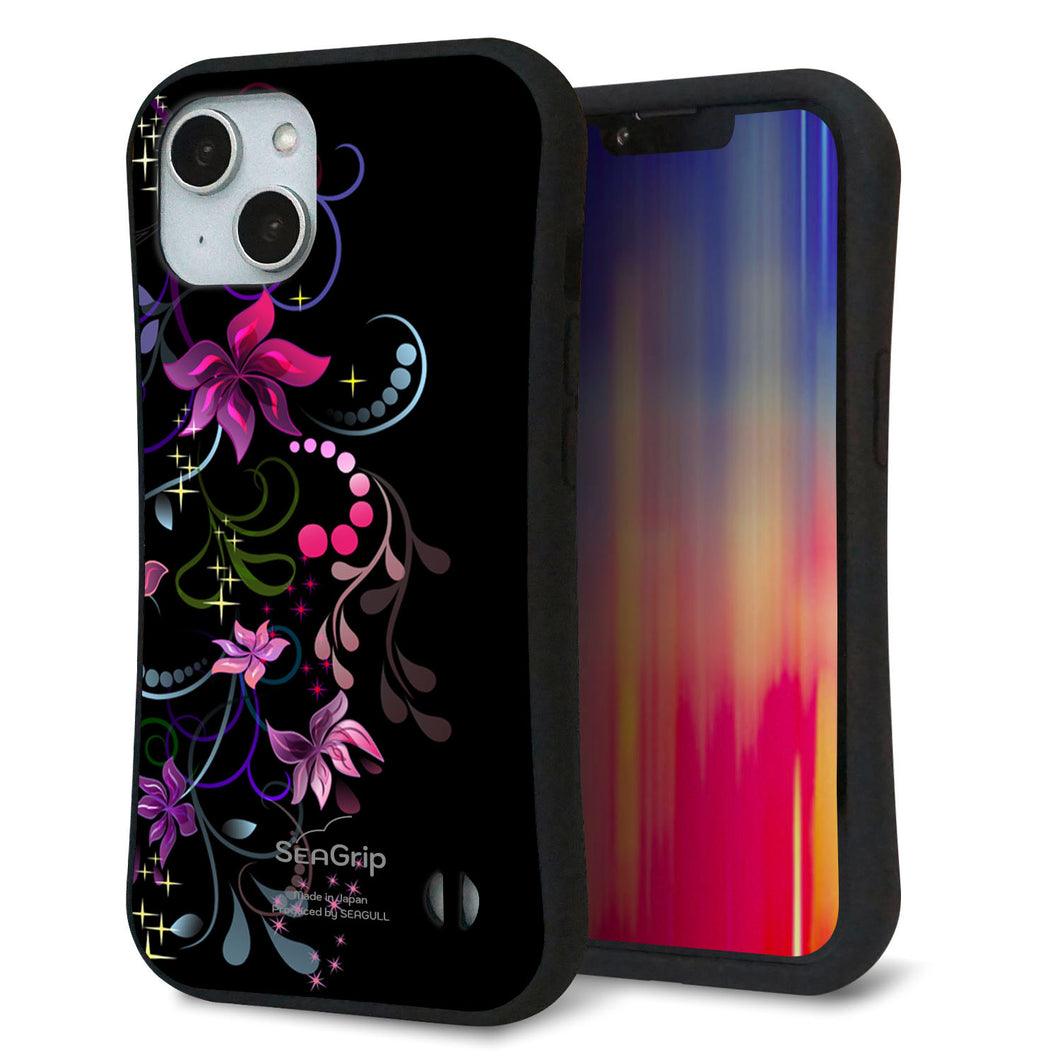 iPhone14 スマホケース 「SEA Grip」 グリップケース Sライン 【263 闇に浮かぶ華】 UV印刷