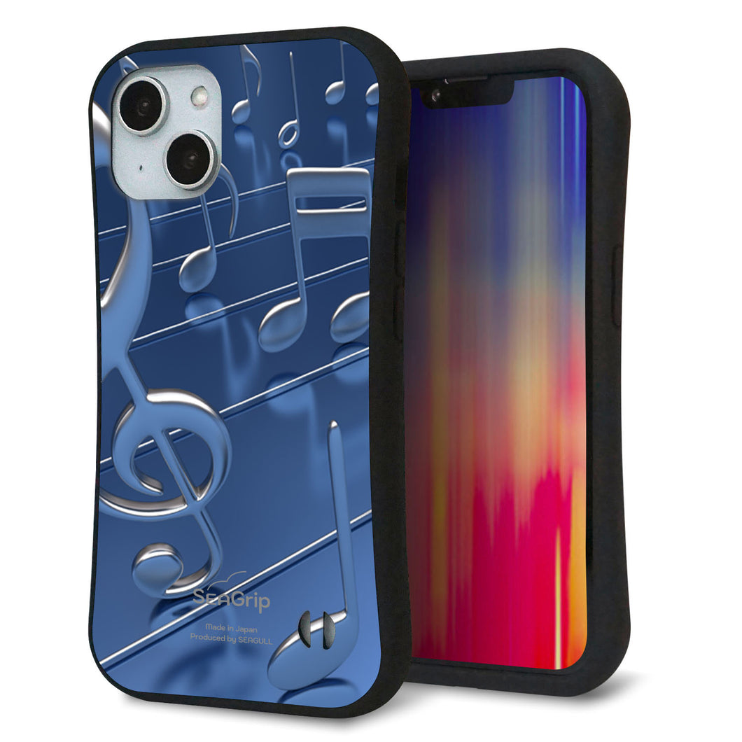iPhone14 スマホケース 「SEA Grip」 グリップケース Sライン 【286 3D 音符】 UV印刷